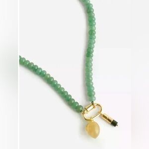 NWOT Madewell Semiprecious Beaded Charm Necklace Jade Green/Gold